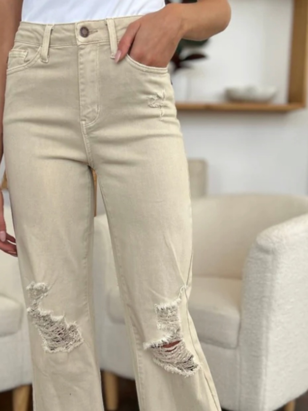 # 1171 Judy Blue Full Size High Waist Distressed Wide Leg Jeans